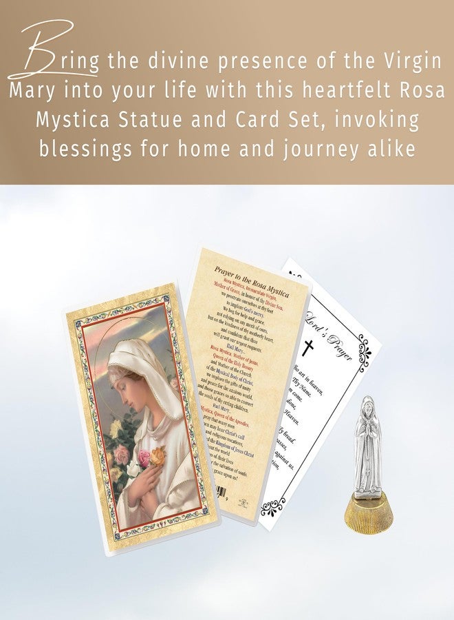 Trendzeen Mini Rosa Mystica Statue (2 Inch) - Laminated Virgin Mary Prayer Card, The Lord's Prayer Card - Maria Rosa Mistica Statue for Car, Home Decor - Rosa Mistica Virgen Estatua - 3 Items Total - Image 2